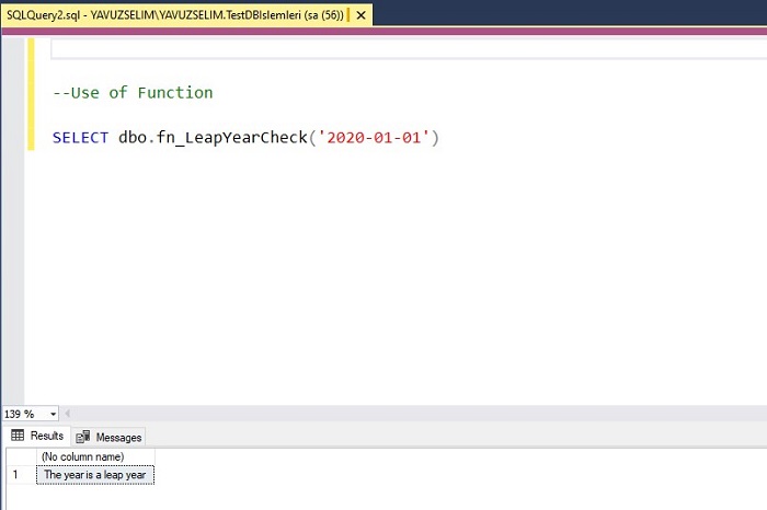 Function to Find Leap Year in SQL Server