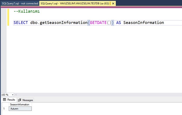 Seasonal Returning Function in SQL Server