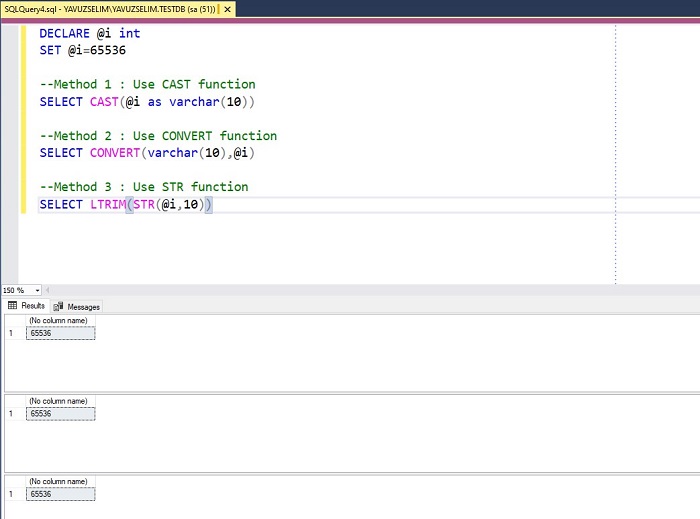 Converting Integer To String In SQL Server MSSQL Query