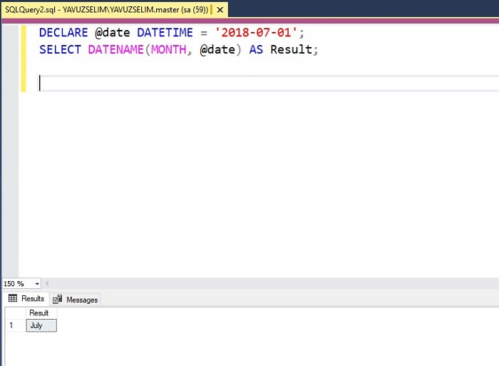 Getting Month Name Information Using DATENAME Function in SQL Server