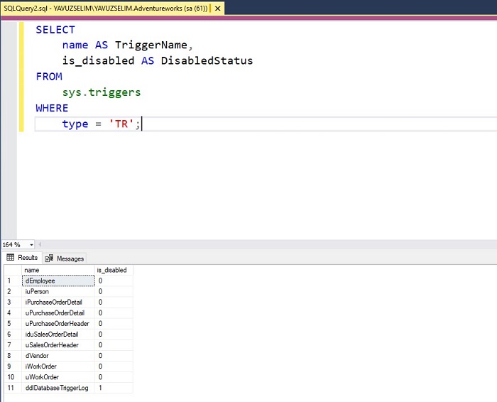 Listing All Triggers in SQL Server