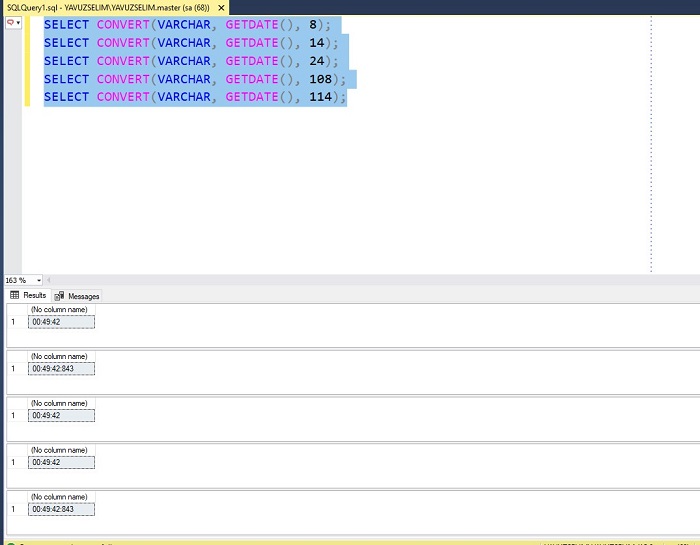 SQL Server Time Formats