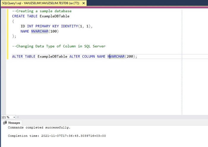 Changing Data Type Of Column In SQL Server MSSQL Query