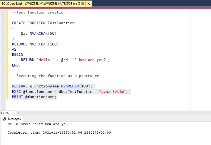 Executing Function as Procedure in SQL Server