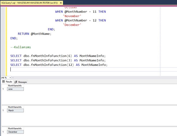 Function Returning Month Name In SQL Server MSSQL Query