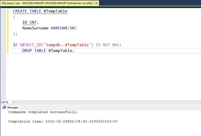 Dropping Temporary Table In SQL Server MSSQL Query