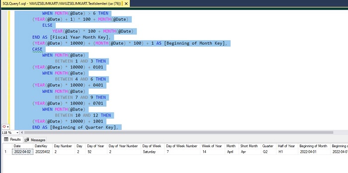 Obtaining Various Date Information from Date Information in SQL Server