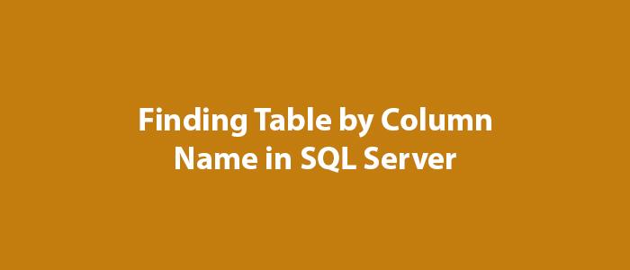 Finding Table By Column Name In SQL Server MSSQL Query