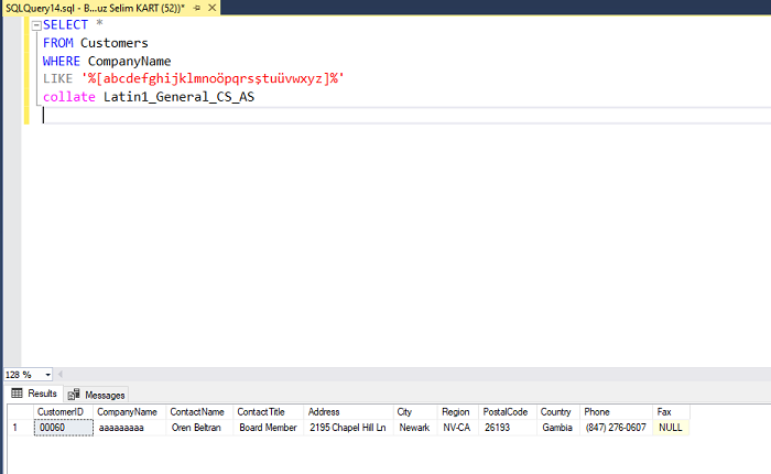 Finding Rows with Lowercase Letters in SQL Server