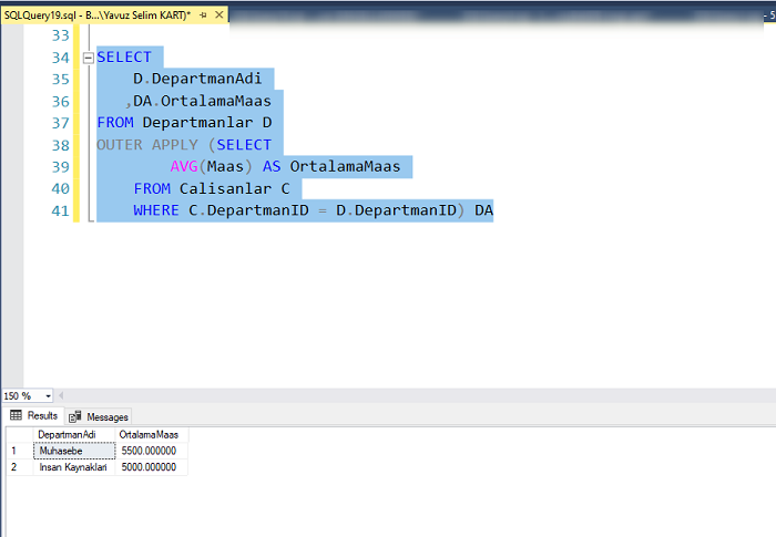 Using OUTER APPLY in SQL Server